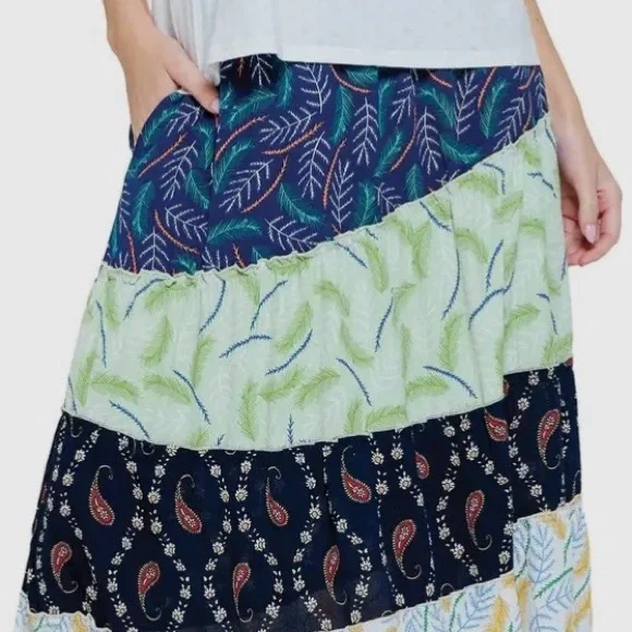 New yak & yeti long boho skirt patchwork multiple - Picture 2 of 2